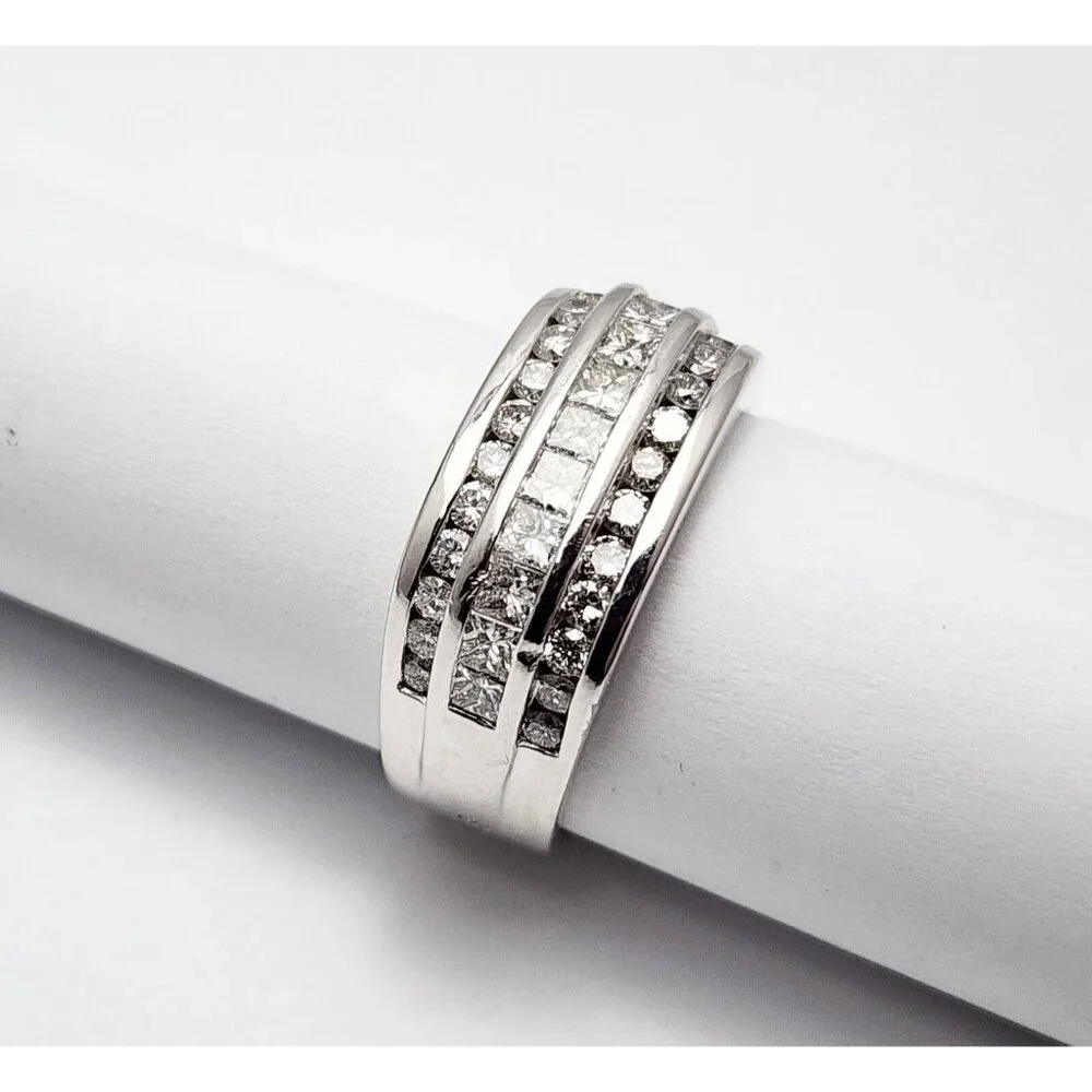 Unique 14K Karat Solid White Gold Designer Diamond Men's Ring Size 11.5 - 2.60ct